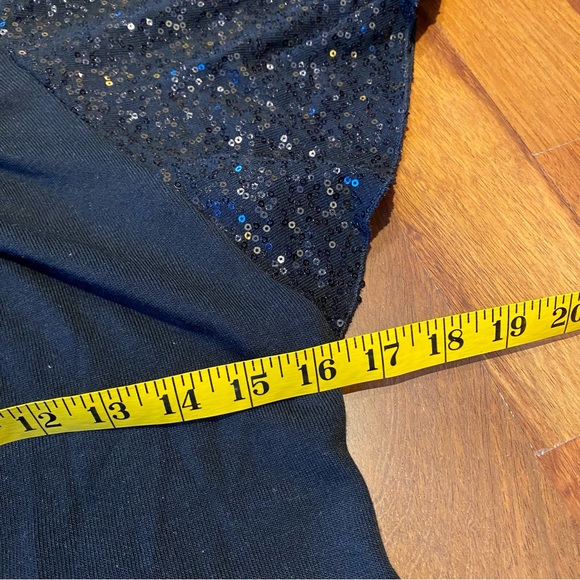 Sparkly Flutter Sleeve Top, Black Sequins, Deep Scoop Neck Blouse - Picture 6 of 8